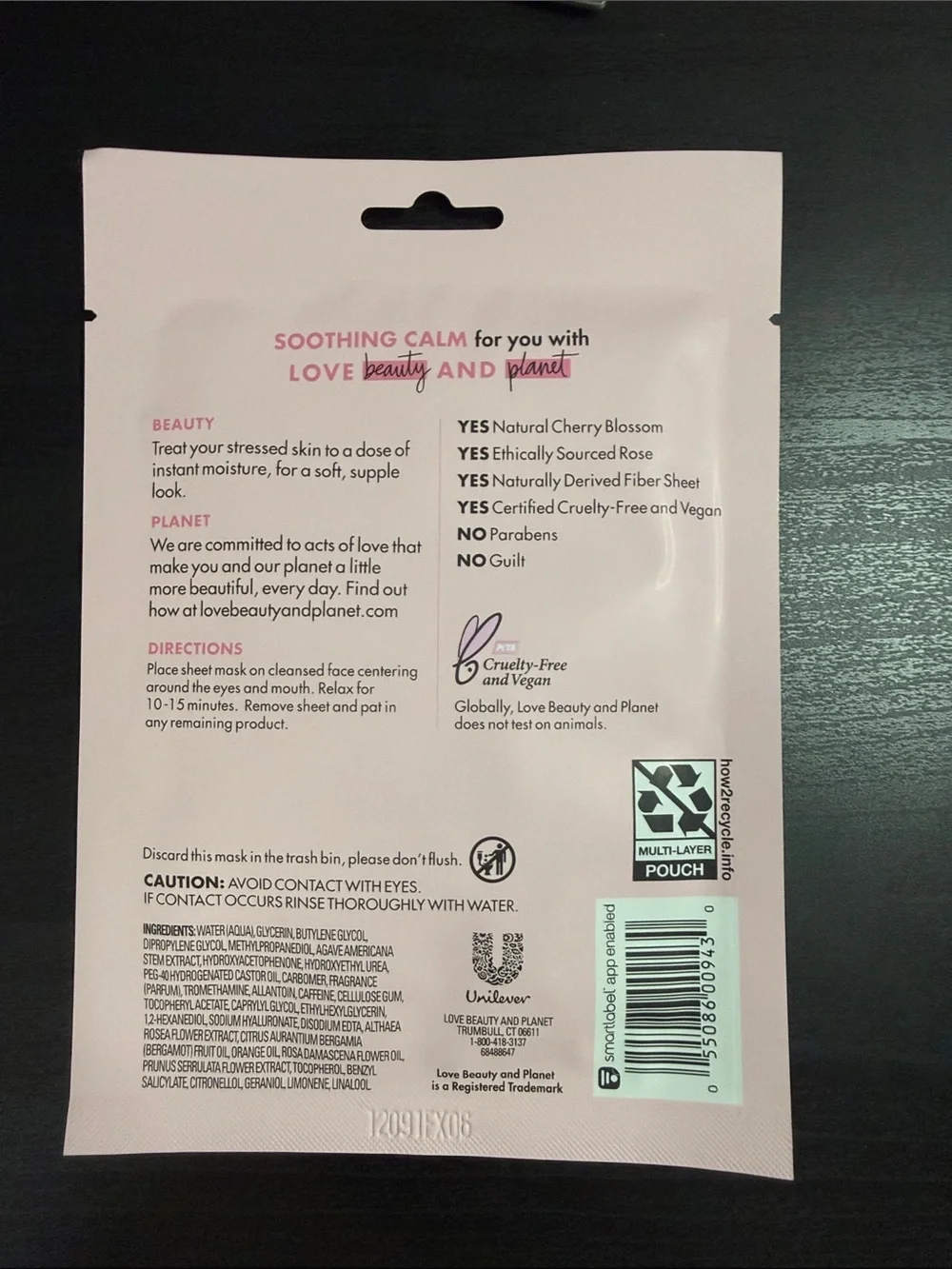 Love, Beauty and Planet Beloved Soothing Calm Sheet Mask - Cherry Blossom